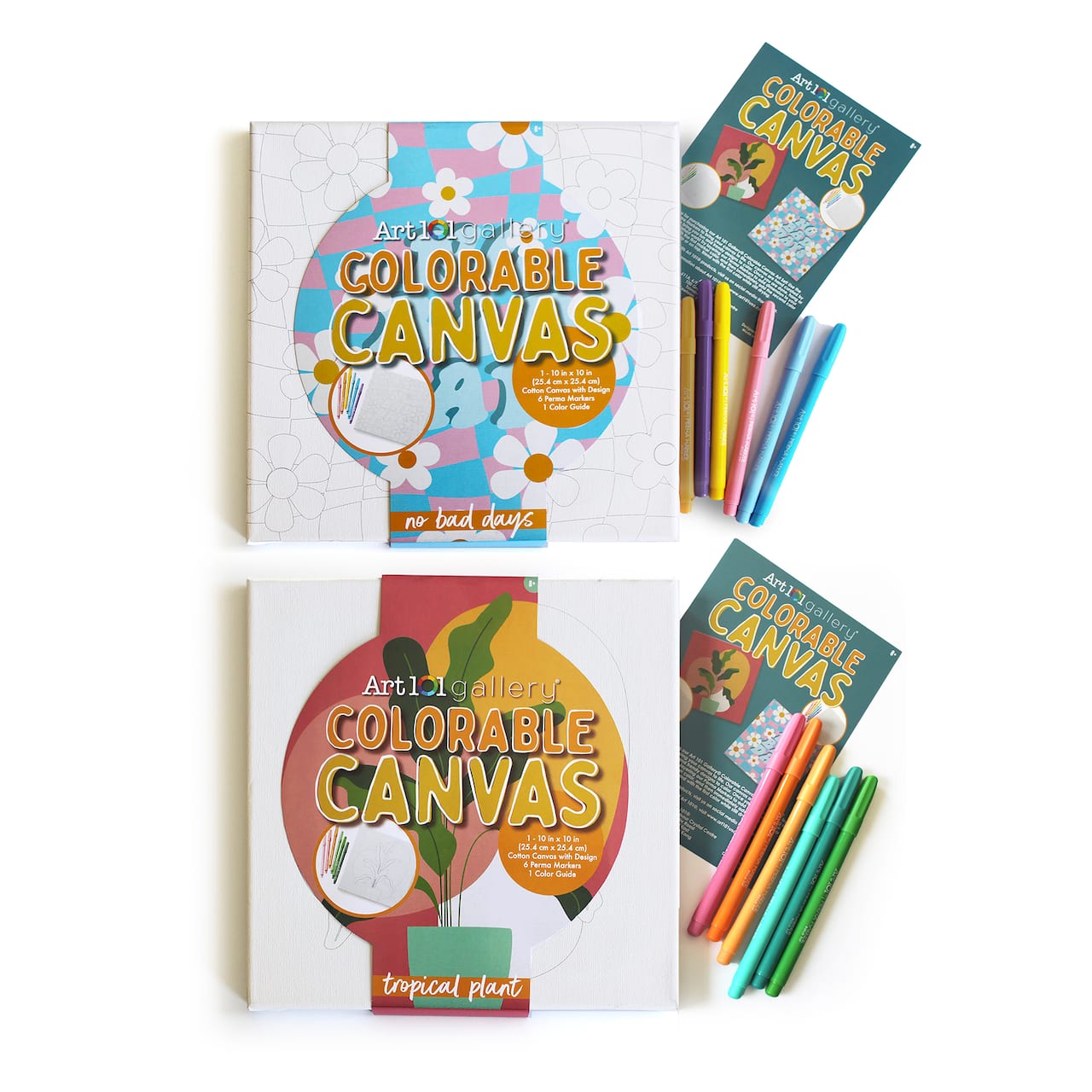 Art 101 No Bad Days & Tropical Plants Colorable Canvas Wall Art Kits
